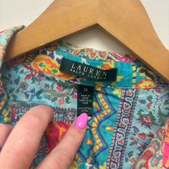 Vintage 90’s Lauren Ralph Lauren Patchwork Button Down Shirt - Picture 4 of 10